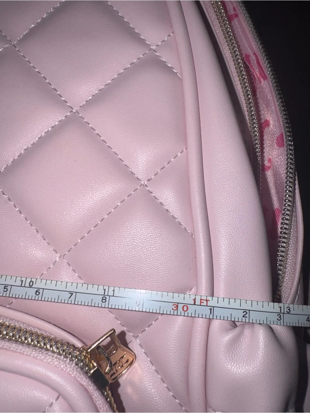 New Large Juicy Couture Light Pink Quilted Backpack with Bows 16 length 13 widt